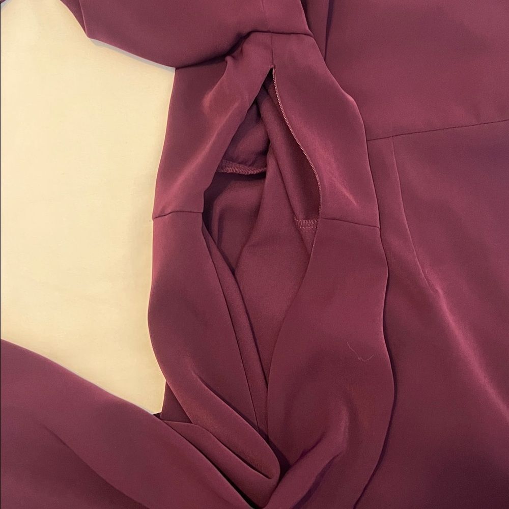 DKNY purple dress szM pleated long sleeves with cuffs faux wrap front EUC - Picture 11 of 17
